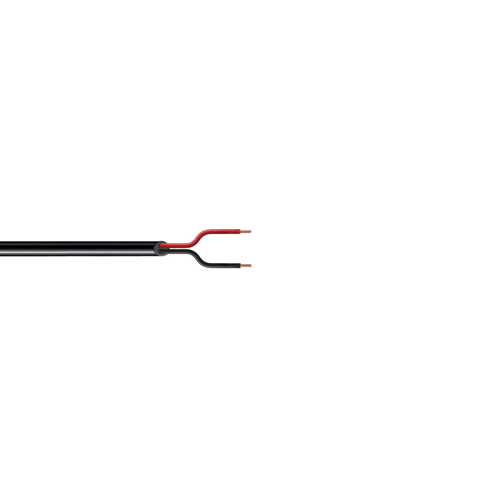 Black and red electrical cable on a white background