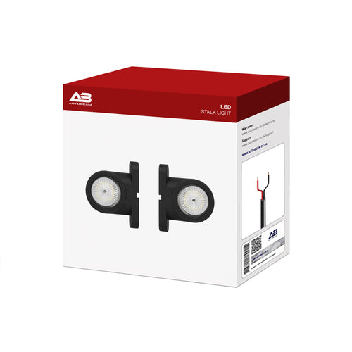 LED stalk light packaging with AB branding on a white background