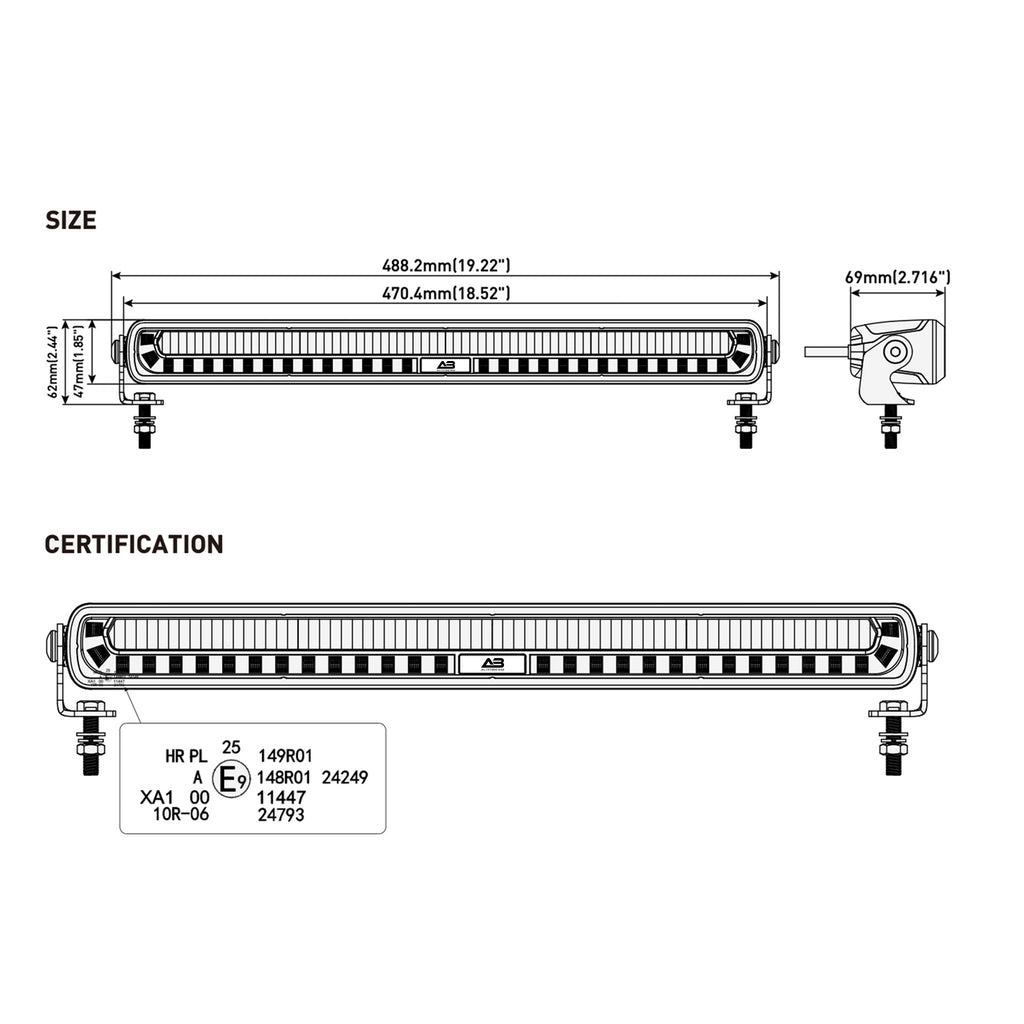 LED Light Bar | DRL + single-row + strobe | 19"