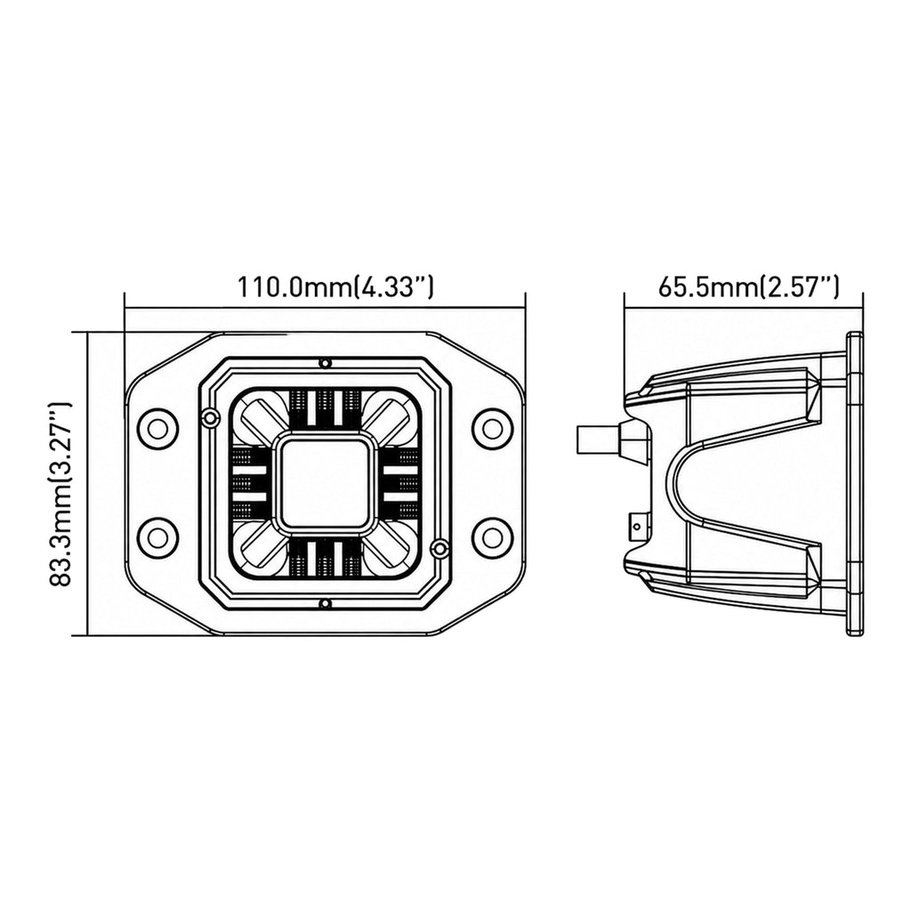 LED Work light | Recess | DRL + Beam | 3" - Autobeam