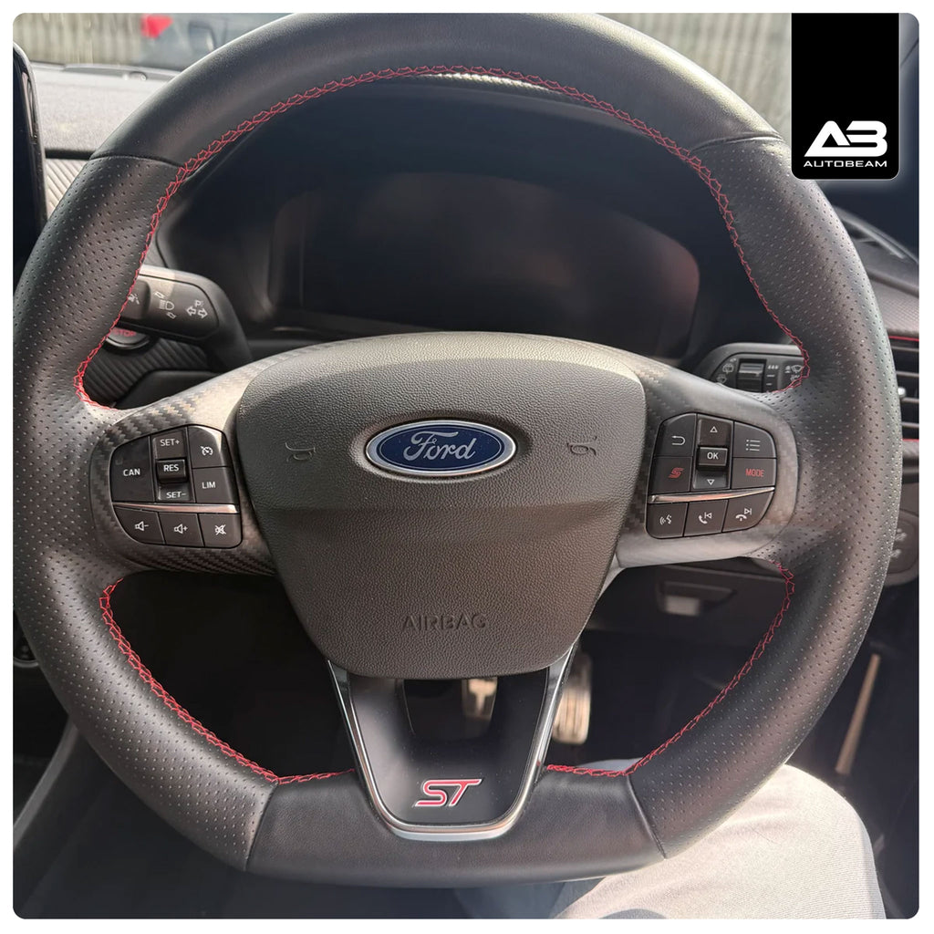 CARBON FIBRE UPPER STEERING WHEEL TRIM | FIESTA MK8 | PUMA MK2 | FOCUS MK4