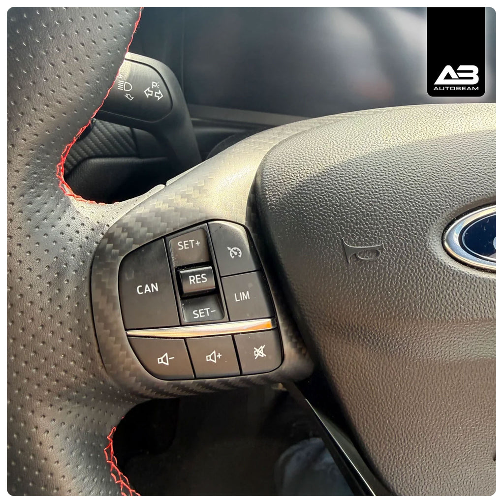 CARBON FIBRE UPPER STEERING WHEEL TRIM | FIESTA MK8 | PUMA MK2 | FOCUS MK4
